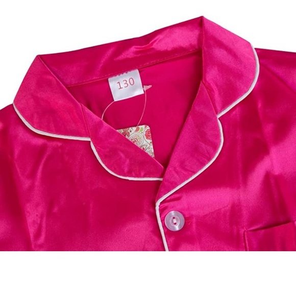NWT GIRLS ROSE COLORED 2 PIECE SATIN PAJAMA SET - Picture 11 of 16